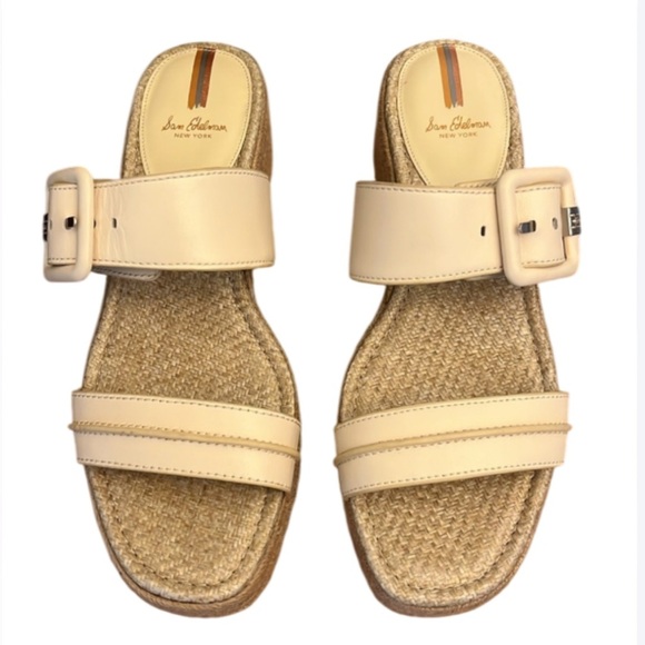 SAM EDELMAN Carson Espadrille Wedge Sandal- Color: Bleached Wheat- Size 10.5 - Picture 2 of 12